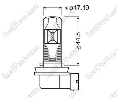 Abmessungen der Osram LEDriving HL Easy H16 LED-Lampen für Nebelscheinwerfer