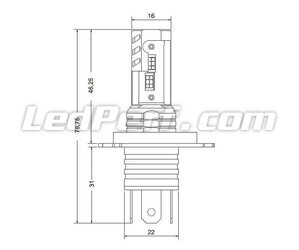 LED-Lampen-Kit H19 Nano Technology – Abmessungen ultra-kompakt