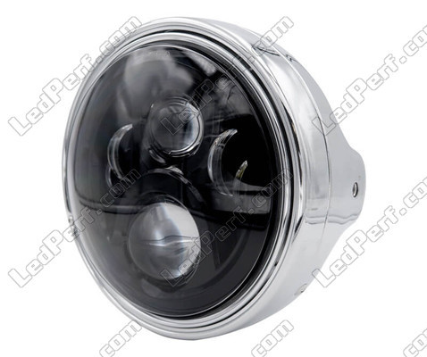 Exemple de Phare rond chromé avec un optique LED noir de Yamaha YBR 125 (2004 - 2009)