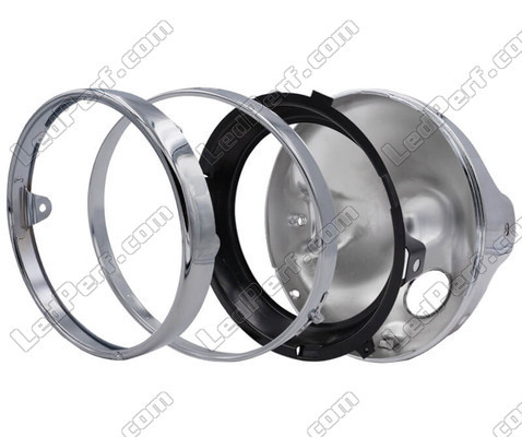 Phare rond chromé pour optique full LED de Yamaha YBR 125 (2004 - 2009), assemblage des pièces