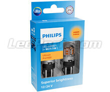 2x LED-Lampen Philips WY21/5W Ultinon PRO7000 - Orange - T20 - 12/24V